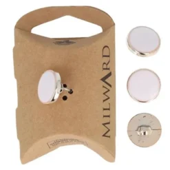 Knoop Milward - dot wit gouden rand 15mm - 4 stuks