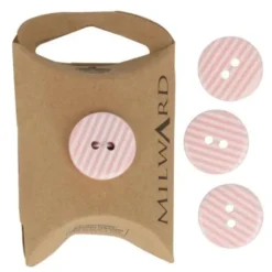 Knoop Milward - 2-gaats gestreept Roze 6 stuks - 15mm