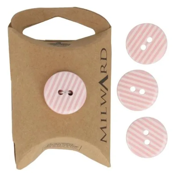 Knoop Milward - 2-gaats gestreept Roze 6 stuks - 15mm