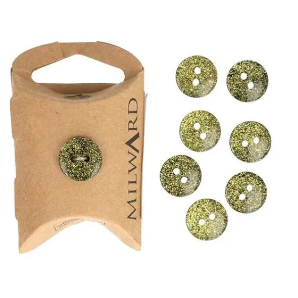 Knoop Milward - 2-gaats glitter goud 14mm - 8 stuks