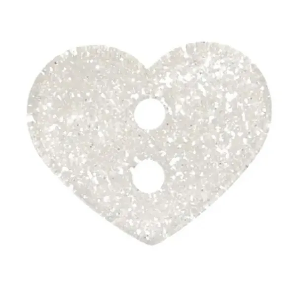 Knoop Milward - 2-gaats glitter hart Zilver 8 stuks - 13mm