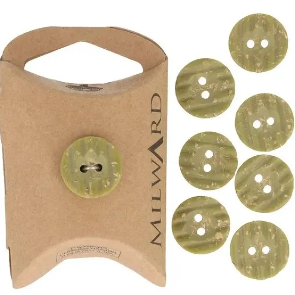 Knoop Milward - 2-gaats ribbels Olijf melange 8 stuks - 15mm