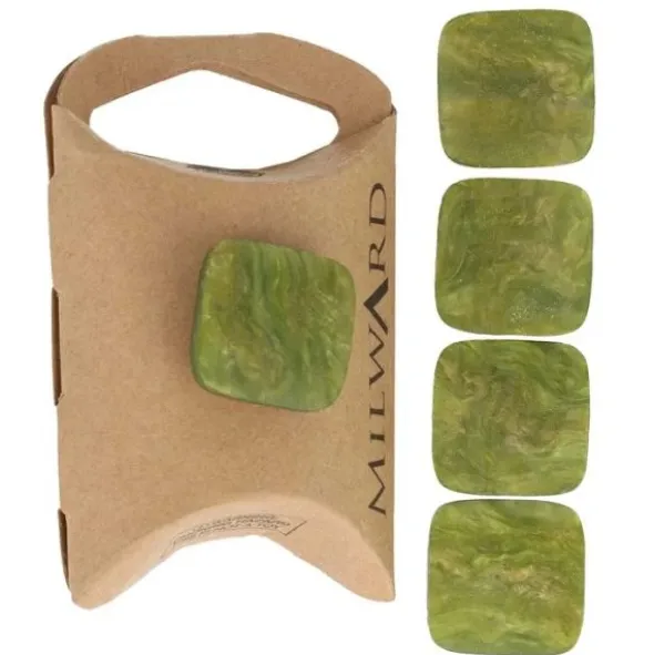 Knoop Milward - vierkant Fris olijf 5 stuks - 23mm