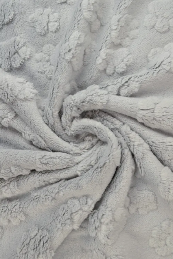 Knuffelfleece - Paw Prints - Light Grey