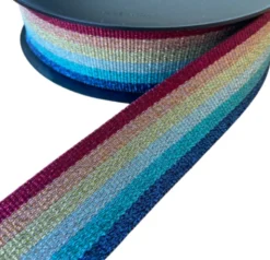 Luxe Tassenband 38mm - Glitter Rainbow