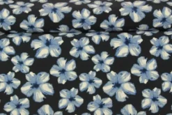 Lycra - Blue/White Flowers on Navy