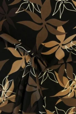 Lycra - Brown/Camel Flowers in Black
