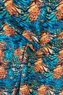 Lycra - Cheetah and Tiger Stripes on Blue