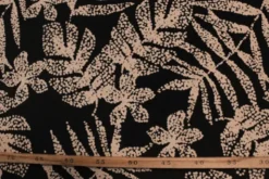 Lycra - Dotted Taupe Leaves on Black