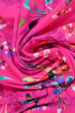 Lycra - Flowers and Leaves on Bright Fuchsia