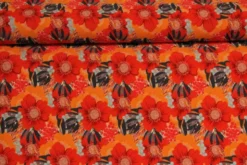 Lycra - Happy Red and Orange Flowers