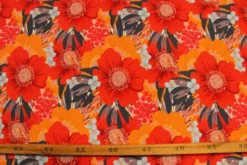 Lycra - Happy Red and Orange Flowers
