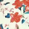 Lycra - Orange and Coral Spring Flowers on White