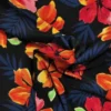 Lycra - Orange/Pink Flowers on Navy