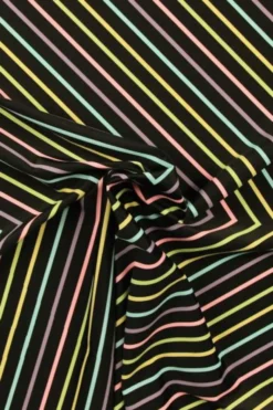 Lycra - Pastel Stripes on Black