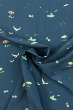 Lycra - Sailboat and Birds on Dark Blue