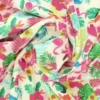 Lycra - Teeny Tiny Pink Flamingos and Plants on White
