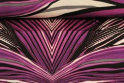 Lycra Tricot - Cassis/White/Black Waves Stripes