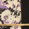 Lycra Tricot - Purple and Black Flowers on White