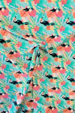Lycra - Tropical Toucan on Pink and Turquoise