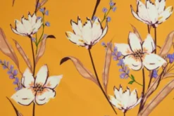 Lycra - White and Purple Flowers on Sunny Yellow