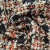 Mantelstof - Black Squares with White and Red Lines