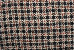 Mantelstof - Black Squares with White and Red Lines