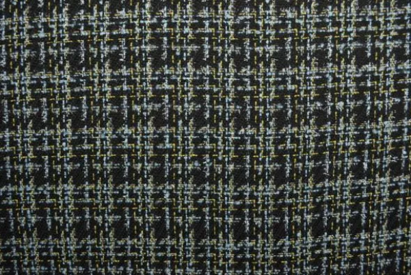 Mantelstof - Graphic Blue/Green/Silver on Black