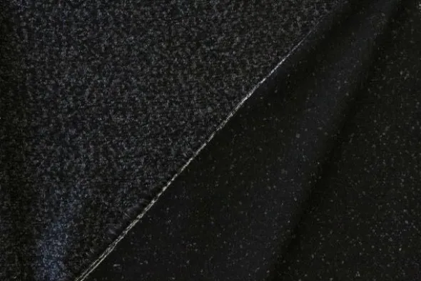 Mantelstof - Melange Black/Shiny Grey