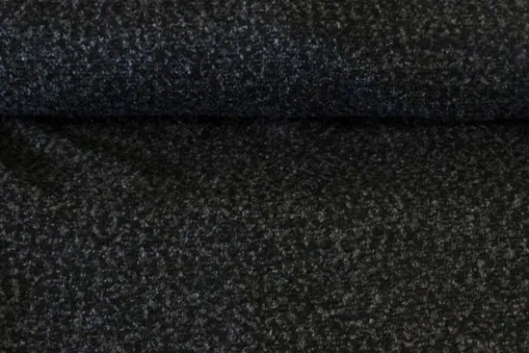 Mantelstof - Melange Black/Shiny Grey