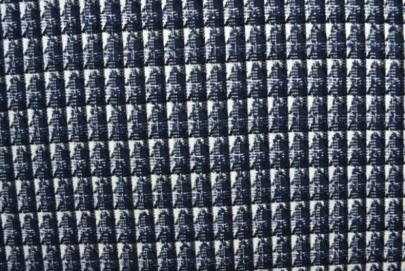 Mantelstof - Squares Lines in Black/Blue/White