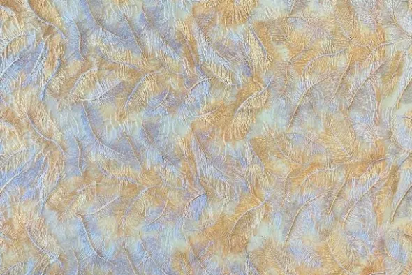 Mesh - Embroidery Feathers - Apricot/White