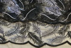 Mesh - Embroidery Feathers - Black/White