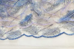 Mesh - Embroidery Feathers - Blue/White