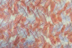 Mesh - Embroidery Feathers - Coral/White