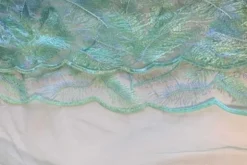 Mesh - Embroidery Feathers - Fresh Green/White