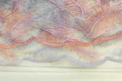 Mesh - Embroidery Feathers - Light Peach/White
