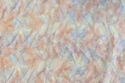 Mesh - Embroidery Feathers - Light Peach/White