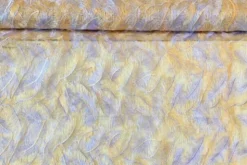Mesh - Embroidery Feathers - Light Yellow/White