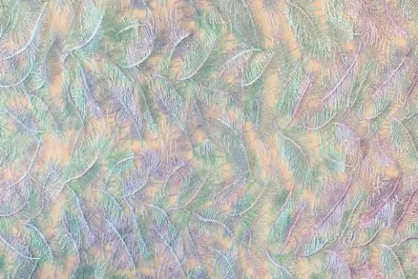 Mesh - Embroidery Feathers - Mint/Lilac-White