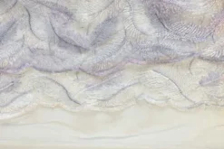 Mesh - Embroidery Feathers - Off White/Lavender