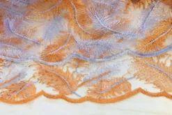Mesh - Embroidery Feathers - Orange/White