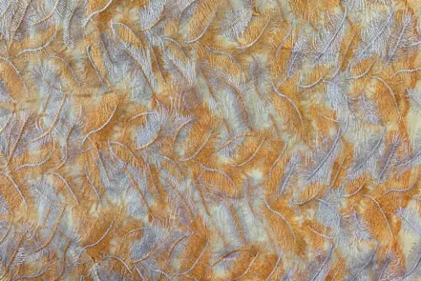 Mesh - Embroidery Feathers - Orange/White