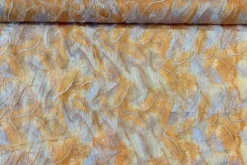 Mesh - Embroidery Feathers - Orange/White