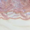 Mesh - Embroidery Feathers - Salmon Pink/White