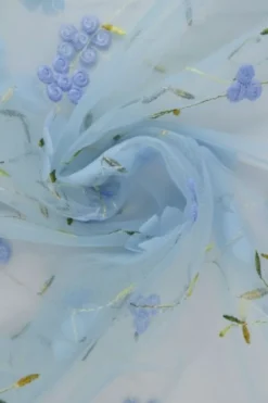 Mesh - Embroidery Floral - Blue 07