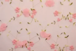 Mesh - Embroidery Floral - Salmon Pink 01