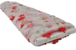Mesh - Red Embroidery Floral on White - 12