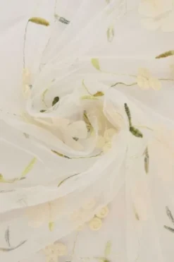 Mesh - Vanilla Embroidery Floral on White - 10