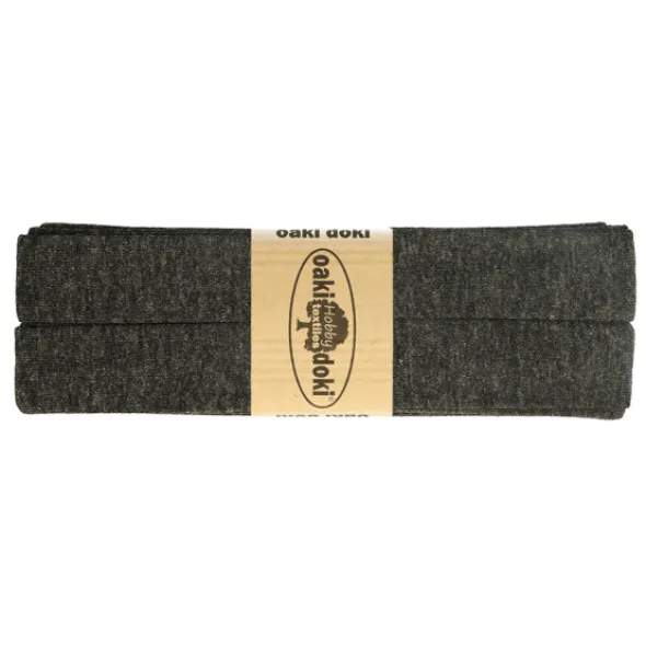 Oaki Doki Tricot Biaisband - Gemeleerd Antraciet 068